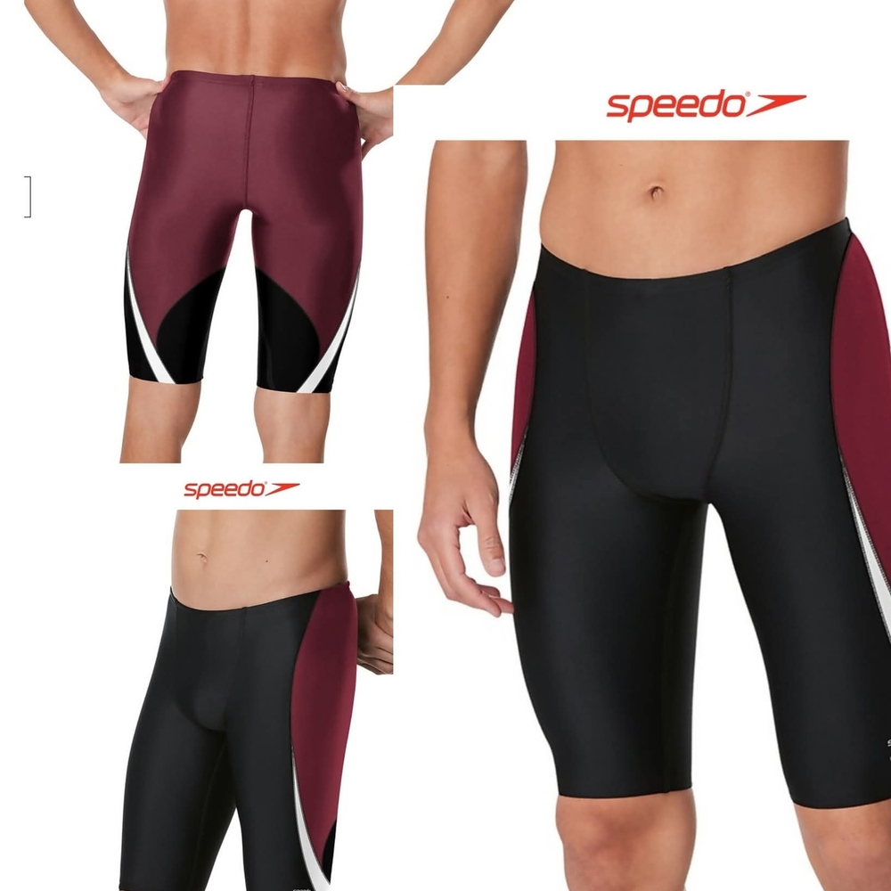 Speedo Black and Red Swim Trunks Performance Fit
